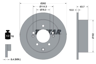 TEXTAR DISCOS DE FRENADO 2 PIEZAS PRO KIA CERATO KOUP 13> TEXTAR  