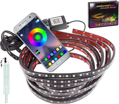 OŚWIETLENIE PODWOZIA AUTA LED RGB ANDROID TUNING ŚWIATŁA ZDALNIE STEROWANE