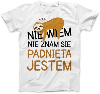 Koszulka Damska Padnięta Jestem Biała 2XL Tshirt Prezent Praca