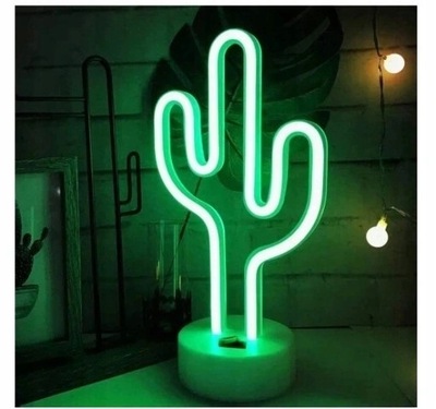 VERDE KAKTUS NEON SIGNS DIODO LUMINOSO LED LÁMPARA NOCNA USB  