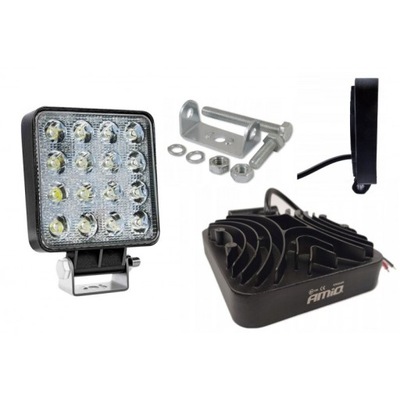 FARO EN FUNCIONAMIENTO HALÓGENO ANTINIEBLA 16LED 48W FLAT 12V 24V 11X11CM DIRECCIÓN  