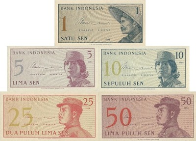 Indonezja - 1,5,10,25,50 Sen - 1964 - P90-94 - St.1