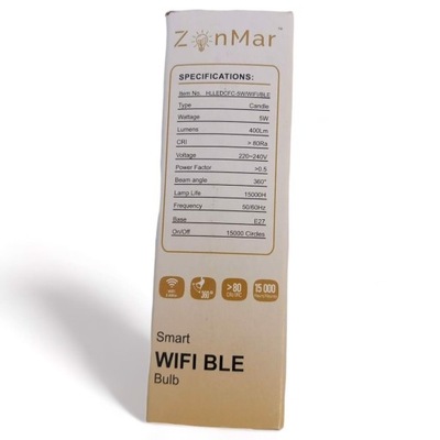 Żarówka E27 Smart LED WiFi BLE Świeca 5W ZonMar