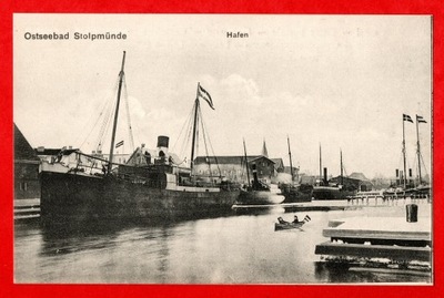 Ustka Stolpmunde , port , parowiec