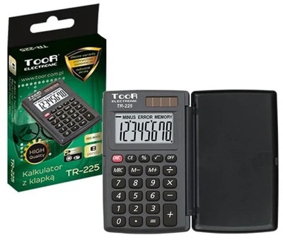 Kalkulator kieszonkowy TOOR 8-pozycyjny z klapką procent pierwiastek