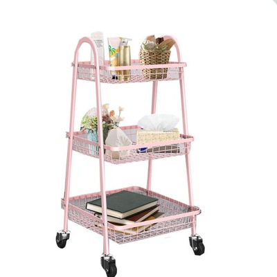 Wózek kuchenny łazienkowy na kółkach różowy