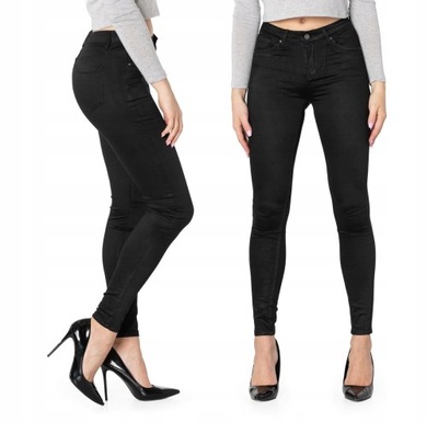 Czarne Spodnie Rurki Damskie Jeans Strecz 496 r S