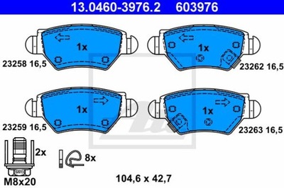 ATE 13.0460-3976.2 КОЛОДКИ ТОРМОЗНЫЕ ЗАД OPEL ASTRA/ZAFIRA 1,2-2,2 98-09