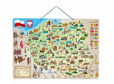 Mapa polski tablica edukacyjna 3W1 puzzle woody