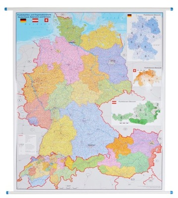 NIEMCY AUSTRIA SZWAJCARIA MAPA ŚCIENNA KODOWA