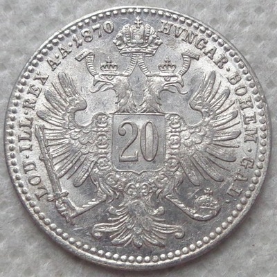 AUSTRIA - 20 Krajcarów / kreuzer 1870 - srebro / 2