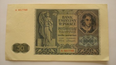 Banknot 50 zł 1941 - seria A stan 2