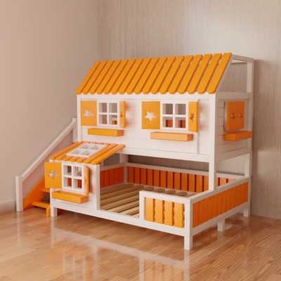 Łóżko łóżeczko piętrowe domek dla dzieci drewniane