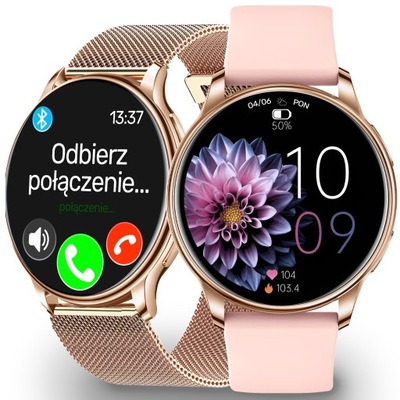 SMARTWATCH ZEGAREK DAMSKI MENU POLSKIE SPORT PULS ROZMOWY SMART WATCH PL
