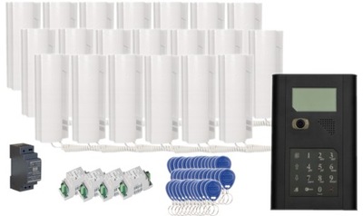 ZESTAW WIDEODOMOFONOWY PROEL 20 UNIFONÓW INSTALACJA 2-ŻYŁ DOMOFON CYFROWY