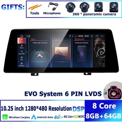 NAVEGACIÓN GPS ANDROID 12 ID8 PARA BMW SERII 1 F20 F21 NBT/EVO 2017-2018  