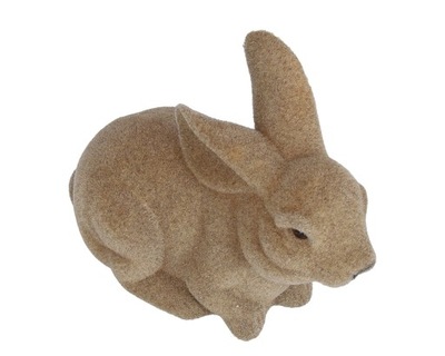 ZAJĄC flokowany welur BRĄZOWY królik święta 16 cm