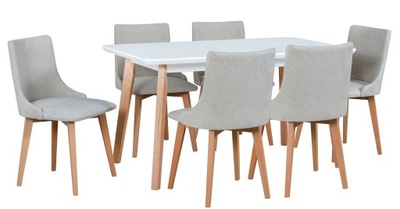 SKANDYNAWSKI styl stół zaowal rozkładany naturalne wnętrze 6 krzeseł