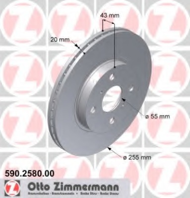 ZIMMERMANN TOYOTA YARIS II 255X20MM DISCOS PARTE DELANTERA 590.2580.20  