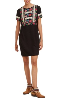 DESIGUAL CZARNA MINI SUKIENKA HAFT (38)