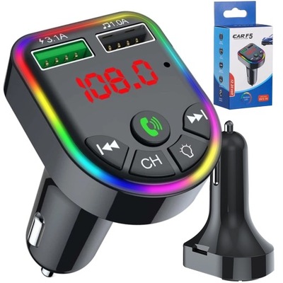 TRANSMITER FM BLUETOOTH ŁADOWARKA SAMOCHODOWA DO AUTA 2x USB QC 3.0 PD