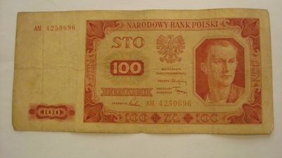Banknot 100 złotych 1948 seria AM stan 4