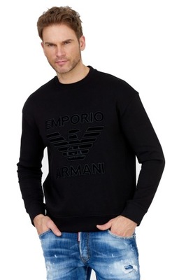 EMPORIO ARMANI Czarna bluza z aksamitnym logo S