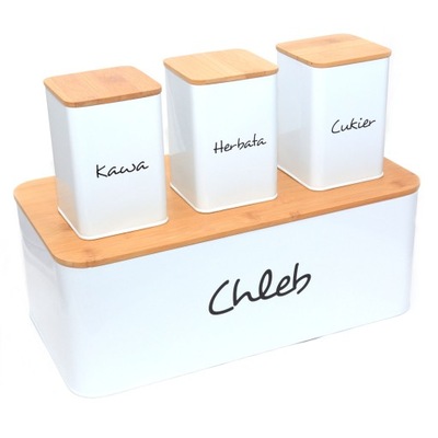 CHLEBAK Z ZESTAWEM 3 Pojemniki Herbata Kawa Cukier