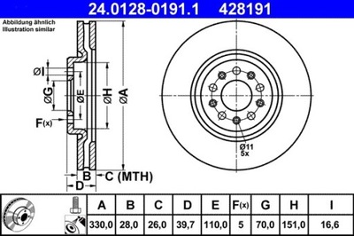 2X DISCO DE FRENADO JEEP PARTE DELANTERA CHEROKEE 2,0-2,2 CRD 4X4 14- 24.0128-0191.1  