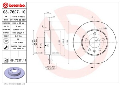 DISCOS DE FRENADO PARTE TRASERA BREMBO 08.7627.11 08762711  