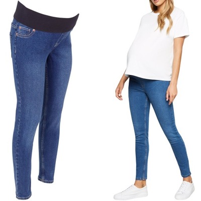 New Look Ciążowe Spodnie Jeansy Skinny Rurki Jeans Granat Short S 36