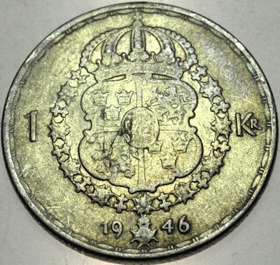 Szwecja 2 korony kronor 1946 Gustaw Gustaf V SREBRO