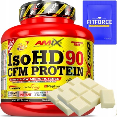 AMIX IsoHD 90 CFM Protein 1,8kg biała czekolada bez cukru Odżywka Białkowa