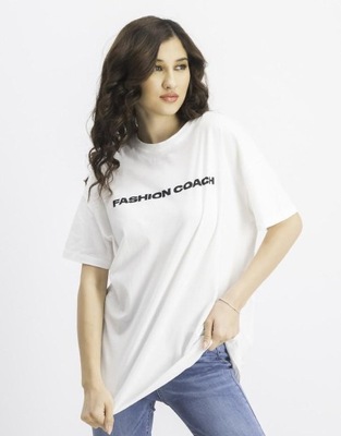 BERSHKA T-SHIRT OVERSIZE NAPISY IU2 LT2__XS