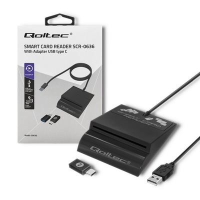 QOLTEC СЧИТЫВАТЕЛЬ CHIPOWYCH КАРТ ID INTELIGENTNY | SCR-0636 | USB ТИП C фото