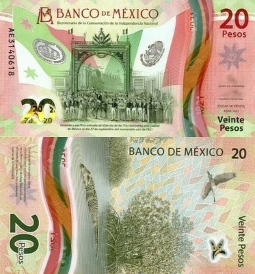 # MEKSYK - 20 PESOS - 2021 - P-135a - UNC polimer