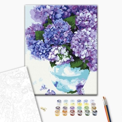 Kwiaty Obraz Malowanie Po Numerach Hortensja w niebieskiej doniczce