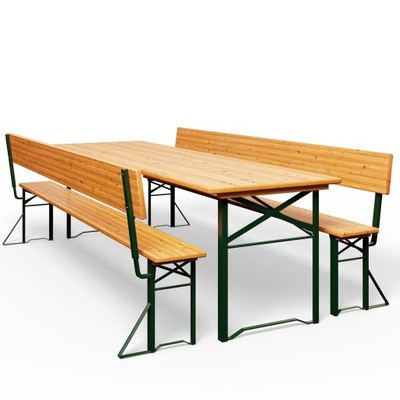 Meble ogrodowe zestaw cateringowy piwny biesiadny składany stół 2x ławka