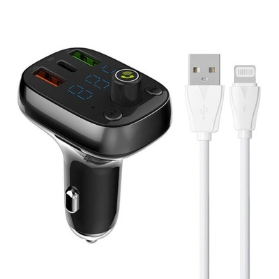 TRANSMISOR FM LDNIO C704Q BLUETOOTH 2XUSB-A, USB-C + CABLE LIGHTNING  