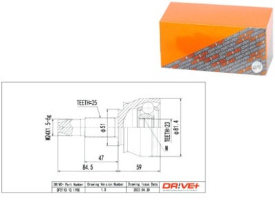 Шрус  полуось наружный opel corsa d 1 3 cdti 06- drive+ фото №1