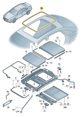 FORRO EXTERIOR TECHO SOLAR AUDI A8 D4 ASO ORYGNIAL NUEVO  