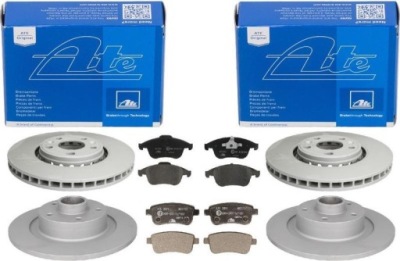 Ate тормозные диски+ тормозные колодки перед+ задняя renault grand scenic iii 320+290mm фото №1