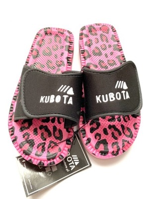 パタパタ38 Kubota klapki damskie Rzep rozmiar 38 panterka pomarańczowe