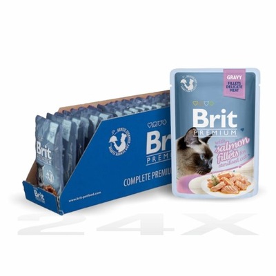 Brit Premium Pouch Sterilised Salmon in gravy 24x85g