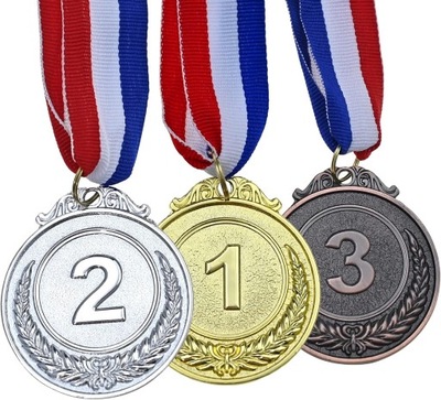 3 szt. Zwycięzca medalik złoty srebrny brąz medalik dla dzieci złote