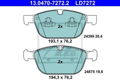 ATE 13.0470-7272.2 КОЛОДКИ КЕРАМИЧЕСКИЕ ПЕРЕД VOLVO XC60/XC90 2,0-3,2 02-17