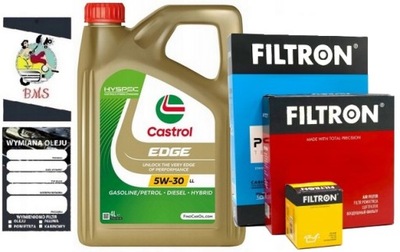 МАСЛО МОТОРНЕ CASTROL 5W30 5W-30 + КОМПЛЕКТ ФІЛЬТРІВ VW AUDI 2.0TDI 1.9TDI