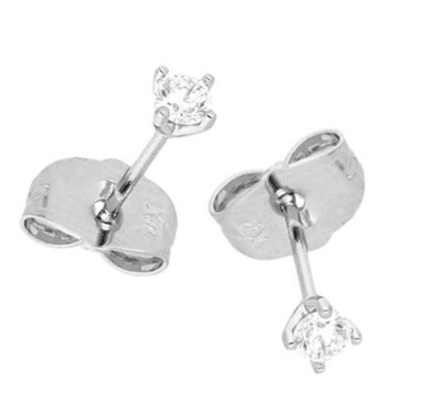 KOLCZYKI SREBRNE RODOWANE CYRKONIE 3 mm