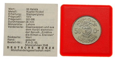 [M0032] Arabia Saudyjska 50 halala 1972 r.FAO st.1