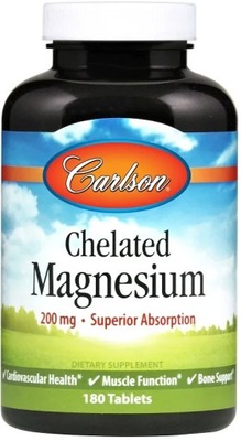 Carlson Labs Magnez Chelatowany 200mg 180 tabletek